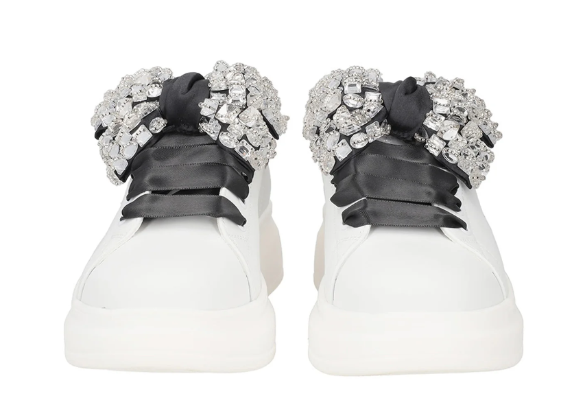 Sneakers Tosca Blu Nere Sneaker Glamour In Pelle Con Fiocco