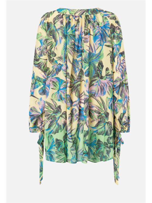 Blusa stampa foglie con doppio fiocco Boccadirosa Pinko PINKO | 104718-A2EZ-HN8
