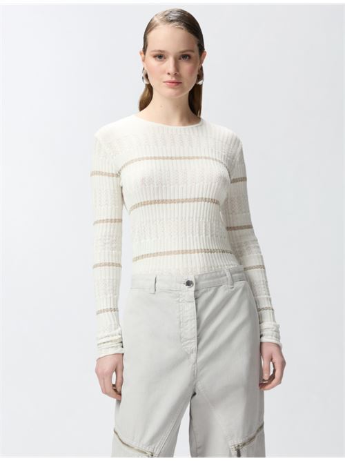 Maglia a costine con righe metallizzate Pisanino Pinko PINKO | 104735-A2FC-Z05
