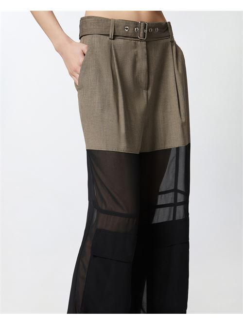 Pantalone largo cargo con georgette semitrasparente River Pinko PINKO | 104908-A2HC-L67