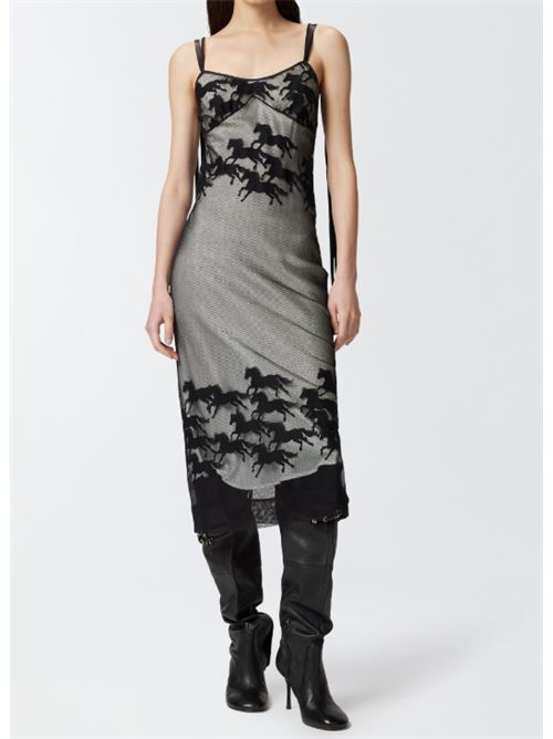 Abito midi trasparente con disegno cavalli Reimagine Arabian Pinko PINKO | 105208-A2KS-ZZ2