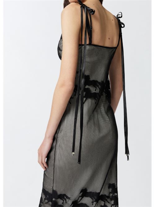 Abito midi trasparente con disegno cavalli Reimagine Arabian Pinko PINKO | 105208-A2KS-ZZ2
