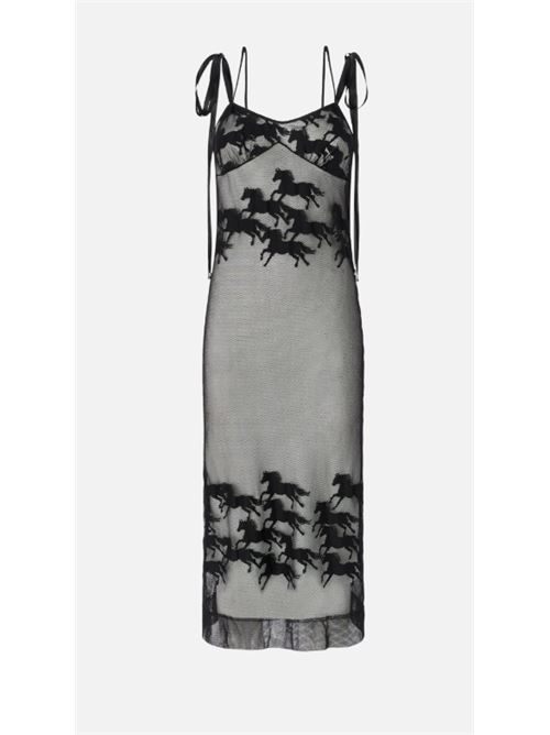 Abito midi trasparente con disegno cavalli Reimagine Arabian Pinko PINKO | 105208-A2KS-ZZ2