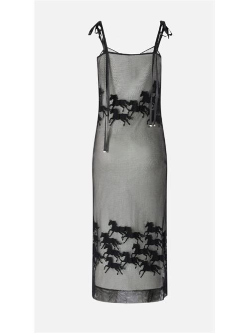 Abito midi trasparente con disegno cavalli Reimagine Arabian Pinko PINKO | 105208-A2KS-ZZ2
