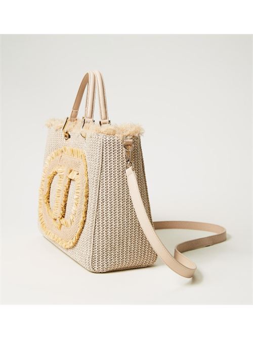 Borsa effetto paglia con logo oval T sfrangiato Twinset TWINSET | 251TD8170-00193