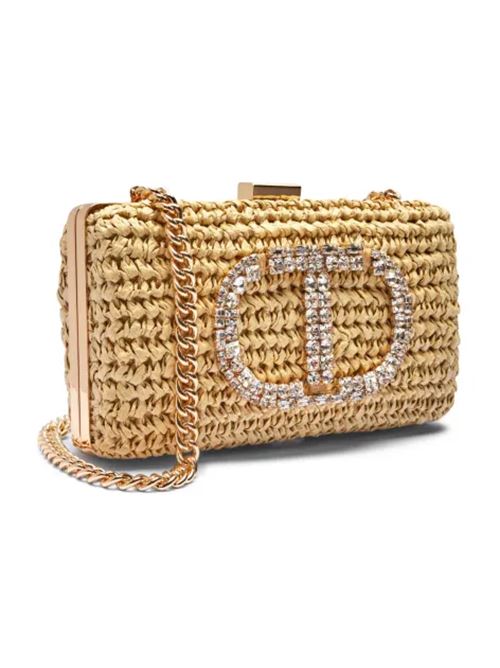 Pochette effeto paglia con logo ricamo castoni Twinset TWINSET | 251TD8240-00193