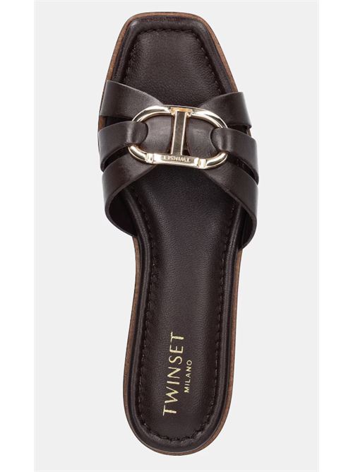 Ciabatta in pelle con oval T Twinset TWINSET | 251TGT090-10780