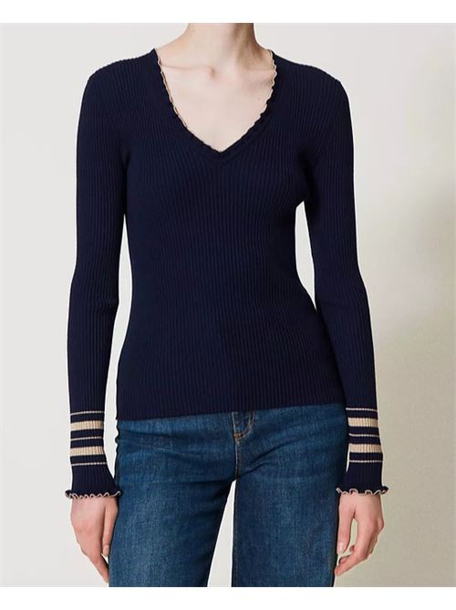 Maglia a costine con righe lurex Twinset TWINSET | 251TP3422-12335