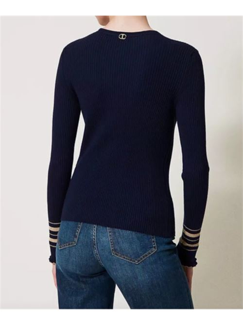 Maglia a costine con righe lurex Twinset TWINSET | 251TP3422-12335