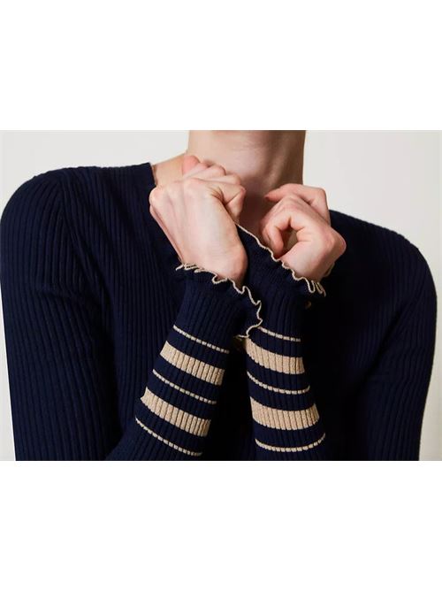 Maglia a costine con righe lurex Twinset TWINSET | 251TP3422-12335