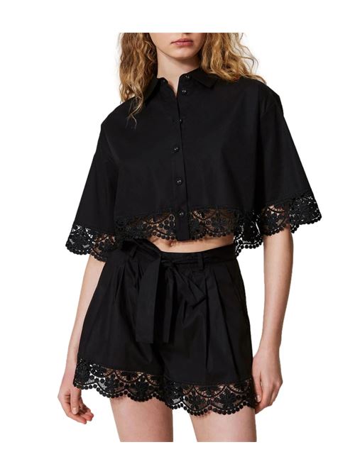 Camicia cropped con pizzo e manica a 3/4 Twinset TWINSET | 251TT2093-00006