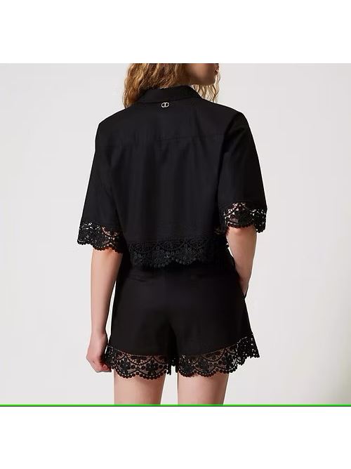 Camicia cropped con pizzo e manica a 3/4 Twinset TWINSET | 251TT2093-00006