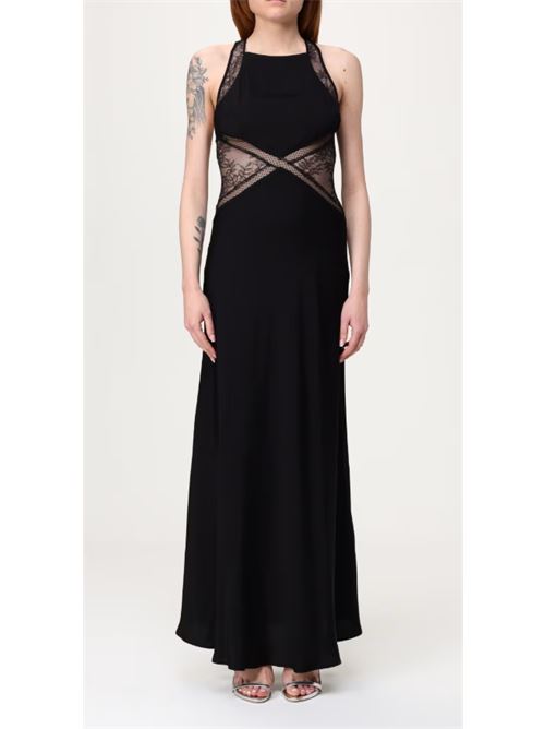 Abito lungo S/M in raso con inserti in pizzo e ricami Twinset TWINSET | 251TT2112-00006