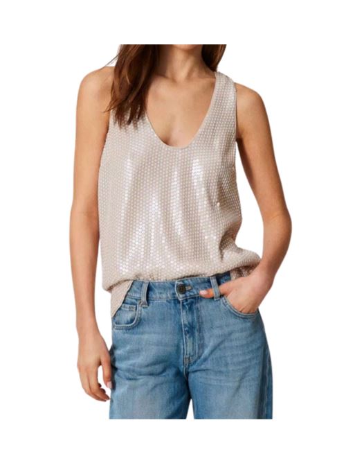 Top in tessuto ricamato da paillettes Twinset TWINSET | 251TT2131-12495