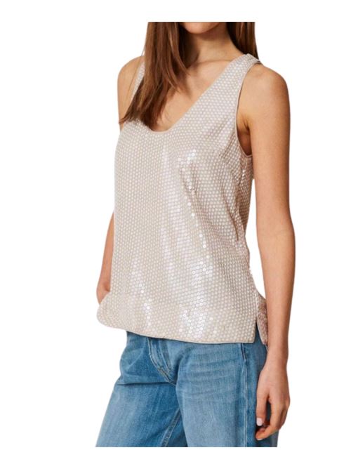 Top in tessuto ricamato da paillettes Twinset TWINSET | 251TT2131-12495