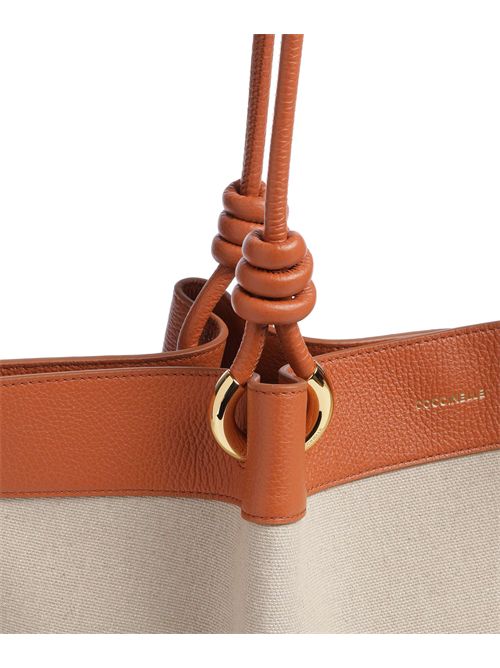 HANDBAG CANVAS FABRIC/GRAINED LEATH. / NATURAL/NOIR COCCINELLE COCCINELLE | E1U06110101-822