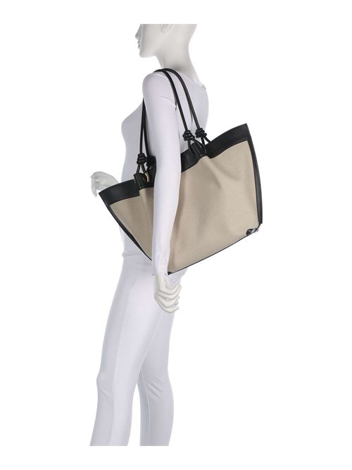 HANDBAG CANVAS FABRIC/GRAINED LEATH. / NATURAL/NOIR COCCINELLE COCCINELLE | E1U06110101-846