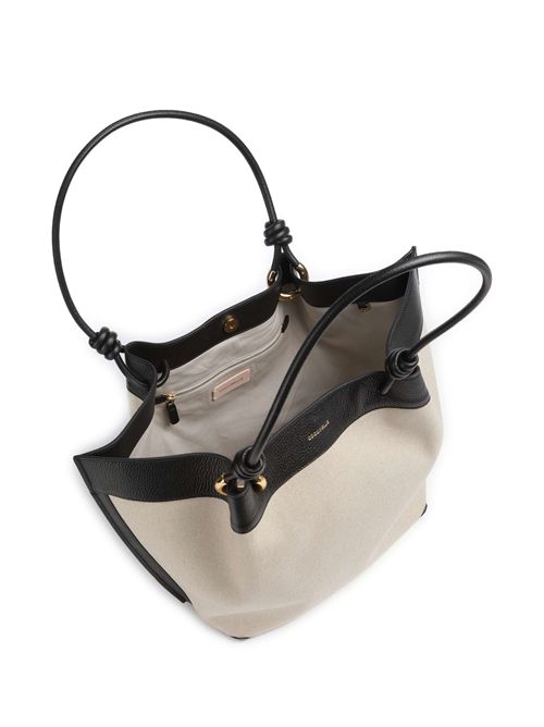 HANDBAG CANVAS FABRIC/GRAINED LEATH. / NATURAL/NOIR COCCINELLE COCCINELLE | E1U06110101-846
