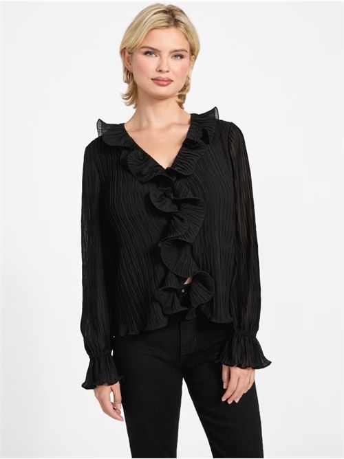 CAMICIA MANICA LUNGA LS FAYE TOP GUESS GUESS | W6RH31-WI342JBLK