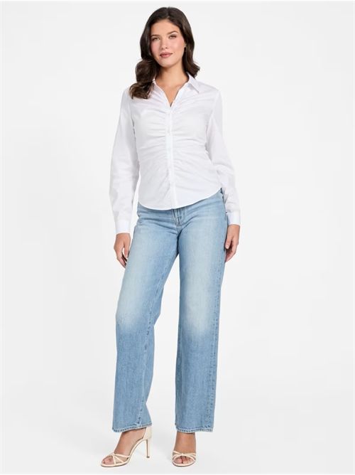 CAMICIA MANICA LUNGA LS EMILY SHIRRED POPLIN TOP GUESS GUESS | W6RH85-W1LU1G011