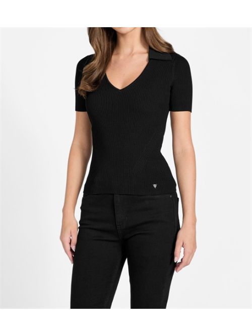 Maglia a costine M/C Guess GUESS | W6RR62-Z0132-JBLK