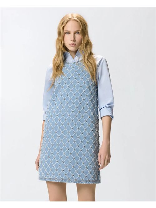 Abito corto in denim con disegno rombi e strass Amorino Pinko PINKO | 106245-A32NPJE