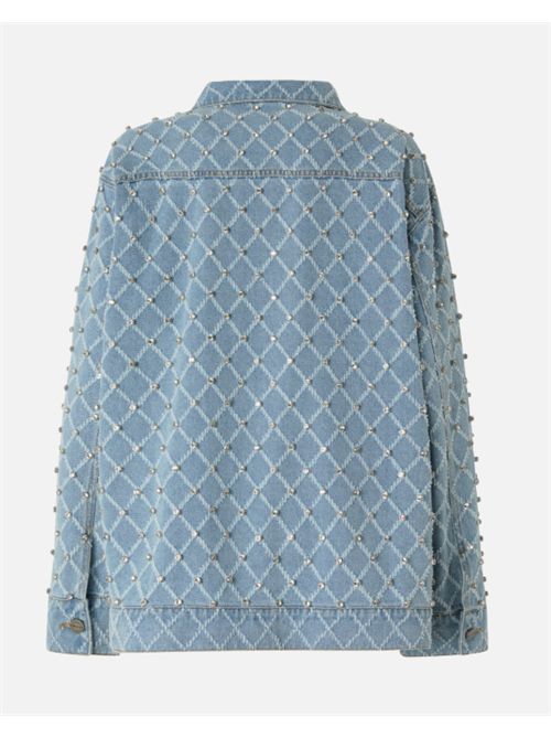 Giubbino in denim con disegno rombi e strass Pifferaio Pinko PINKO | 106246-A32NPJE