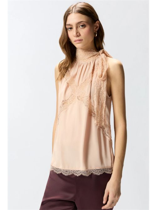 Top con scollo all'americana e pizzo Mandarancio Pinko PINKO | 106263-A32Y-Q35
