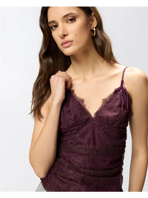 Top in pizzo floreale con spalline Fragola Pinko PINKO | 106726-A378R57