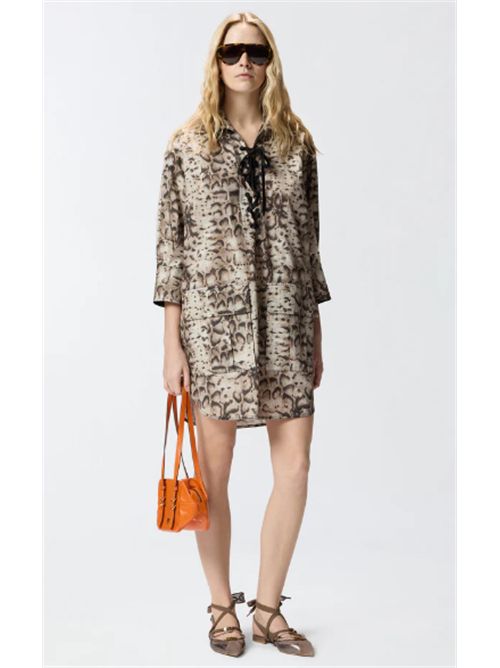 Abito corto con stampa snake e nastri sullo scollo Agra Pinko PINKO | 106842-A3B1CZ9