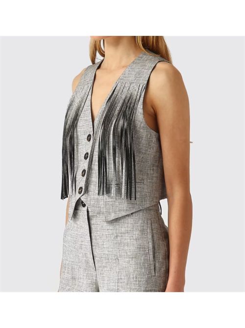 Gilet in cotone e lino con frange Boretto Pinko PINKO | 106965-A3ASZZ2
