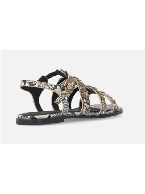 Sandali bassi in pelle con stampa pitone e borchie Milly Pinko PINKO | SD4069P042-I93