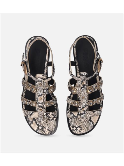 Sandali bassi in pelle con stampa pitone e borchie Milly Pinko PINKO | SD4069P042-I93