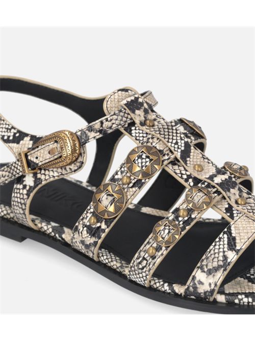 Sandali bassi in pelle con stampa pitone e borchie Milly Pinko PINKO | SD4069P042-I93