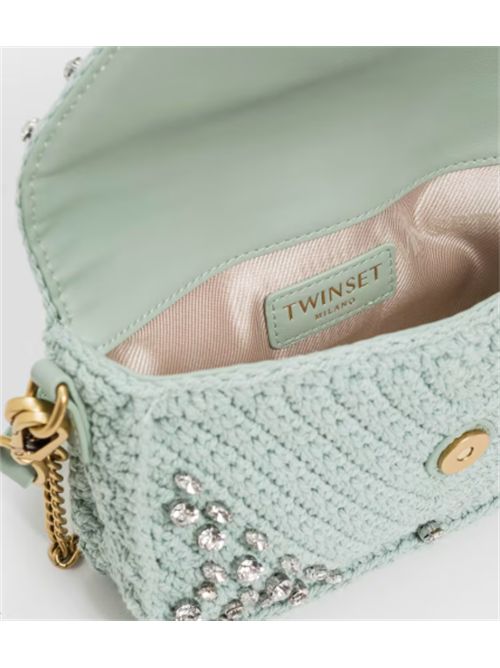 Borsa tracolla piccola con patta in cotone crochet con strass Twinset TWINSET | 261TB749013162