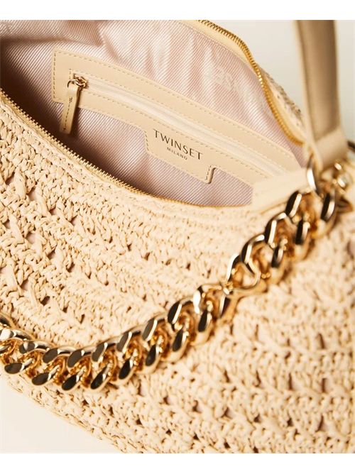 Borsa Hobo Grande in Rafia Crochet con catena Liliane Twinset TWINSET | 261TD808000193