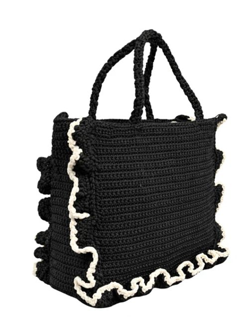 Borsa LaCorolle Bag grande in tessuto effetto paglia con profilo uncinetto Twinset TWINSET | 261TD829006571
