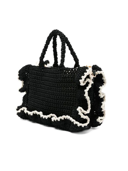 Borsa LaCorolle Bag media in tessuto effetto paglia con profilo uncinetto Twinset TWINSET | 261TD829106571