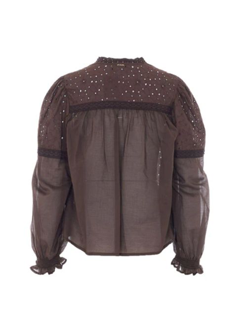 Blusa in cotone con scollo a V e pizzo sangallo M/L Twinset TWINSET | 261TF211412110