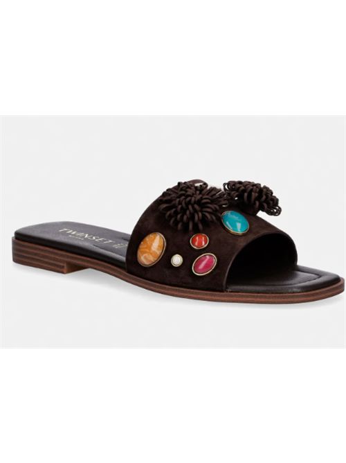 Ciabatte slide in nubuk con applicazione pietre Twinset TWINSET | 261TGT06212110