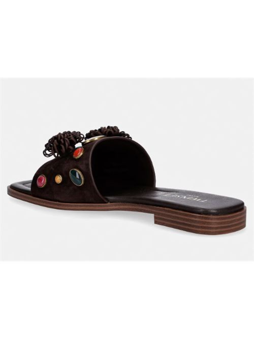 Ciabatte slide in nubuk con applicazione pietre Twinset TWINSET | 261TGT06212110