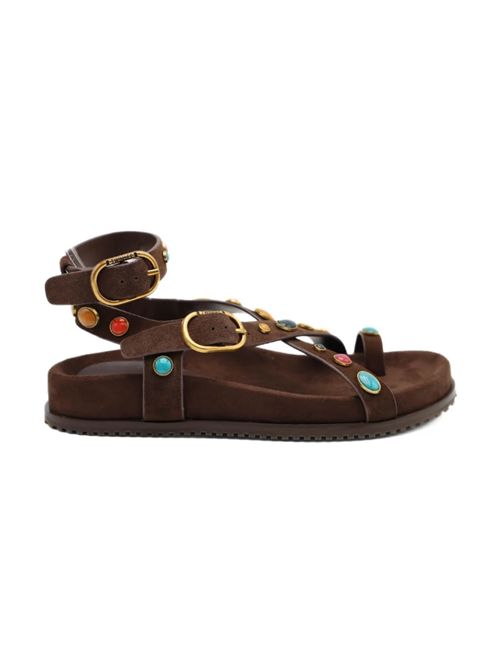 Sandalo con cinturino in camoscio con applicazione di pietre Twinset TWINSET | 261TGT06612110
