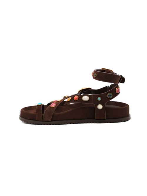 Sandalo con cinturino in camoscio con applicazione di pietre Twinset TWINSET | 261TGT06612110