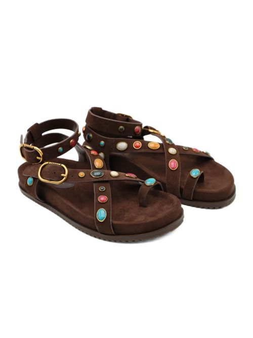 Sandalo con cinturino in camoscio con applicazione di pietre Twinset TWINSET | 261TGT06612110