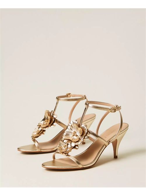 SANDALO IN PELLE  CON FIORE TWINSET TWINSET | 261TGT08210366