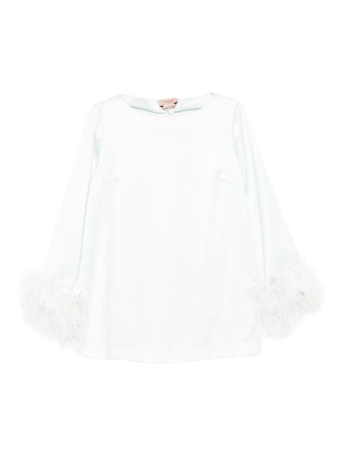 Blusa con dettagli in piume verde acqua TWINSET | 261TP242413162