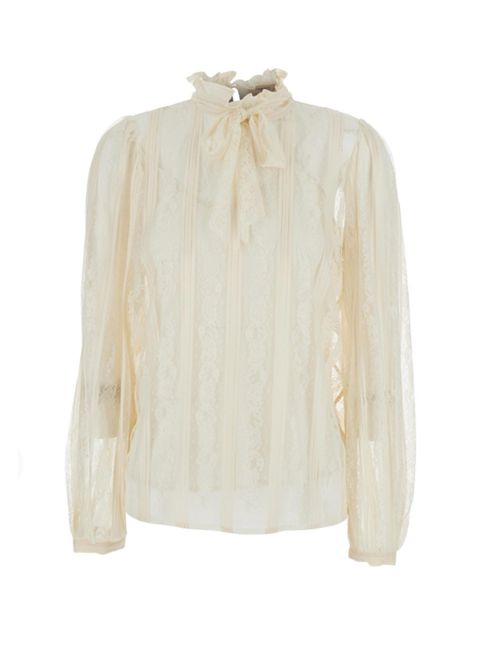 Blusa in pizzo a righe con fiocco e top sotto Twinset TWINSET | 261TP254100059