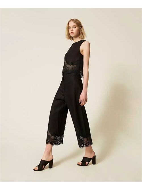 Pantaloni cropped in lino con pizzo TWINSET | 261TT218400006
