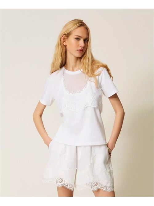 T-shirt trompel'oeil con pizzo Twinset TWINSET | 261TT249000001