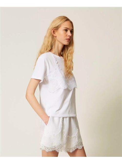 T-shirt trompel'oeil con pizzo Twinset TWINSET | 261TT249000001